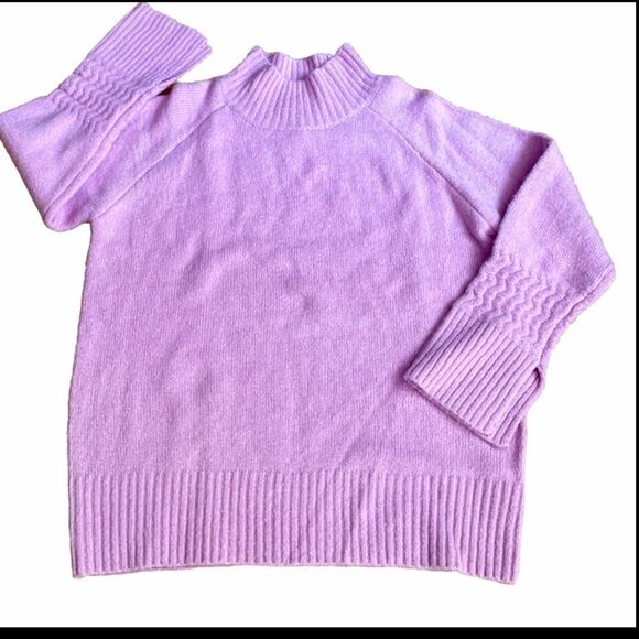 JOA J.O.A. Lilac Sweater Small Soft Knit Mock Neck with Long Sleeve Detail NWOT - Picture 1 of 14